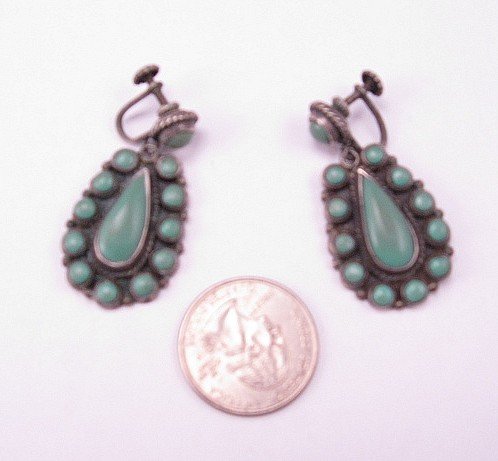 Image 1 of Vintage Mexican 900 Silver Earrings Screw-on