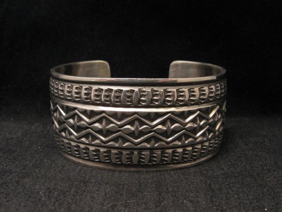 Image 0 of Sunshine Reeves ~ Navajo ~ Stamped Sterling Silver 1-1/4 inch Wide Bracelet