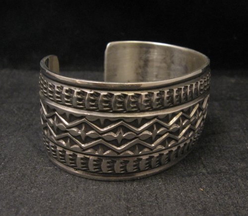 Image 3 of Sunshine Reeves ~ Navajo ~ Stamped Sterling Silver 1-1/4 inch Wide Bracelet