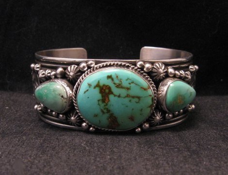 Image 6 of Native American Navajo Royston Turquoise Sterling Silver Bracelet Happy Piasso