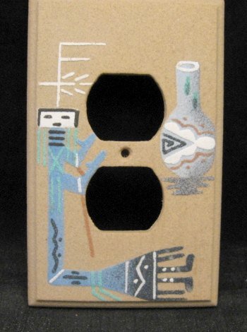 Image 0 of Native American Navajo Sandpainted One Duplex Outlet Cover