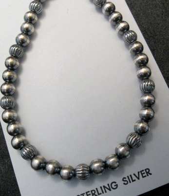 Image 2 of Super-Long Desert Pearls Mixed Sterling Silver Bead Earrings, Made in New Mexico