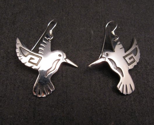 Image 2 of Everett & Mary Teller Navajo Native American  Silver Hummingbird Earrings