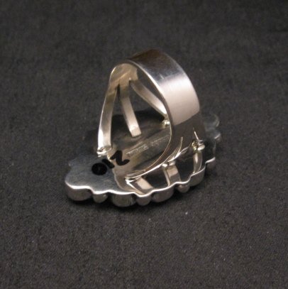 Image 2 of Native American Black Onyx Cluster Silver Ring, La Rose Ganadonegro sz7