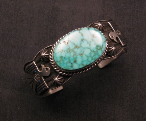 Image 6 of Andy Cadman Navajo Native American Kingman Web Turquoise Thunderbird Bracelet