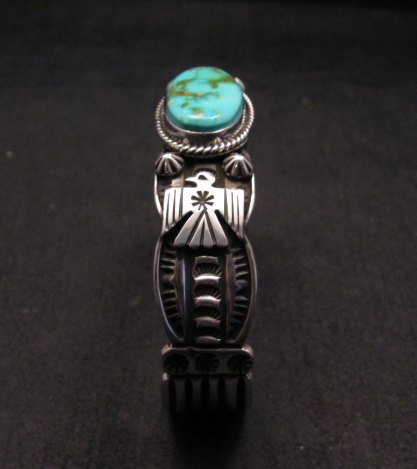 Image 5 of Navajo Native American Royston Turquoise Thunderbird Bracelet by Andy Cadman