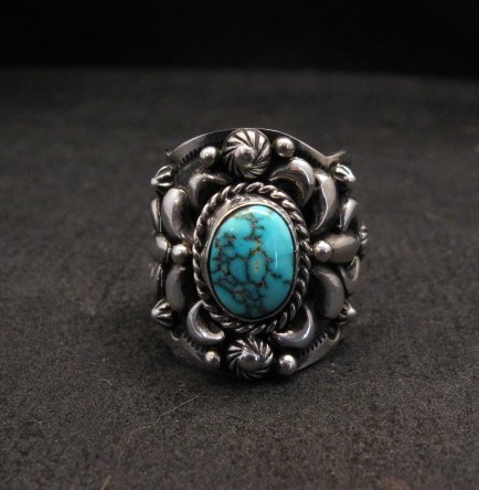 Image 0 of Native American Navajo Darryl Becenti Turquoise Silver Ring sz8-1/2  