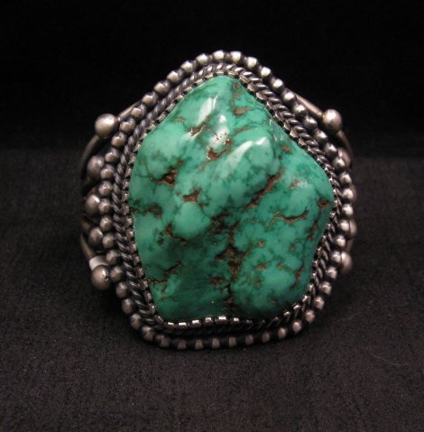 Image 0 of Chunky Native American Navajo Lone Mountain Turquoise Bracelet, Verdy Jake
