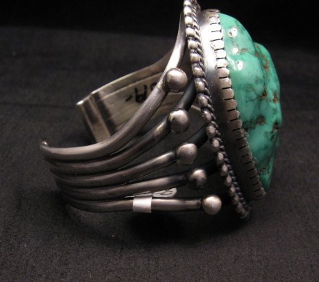 Image 2 of Chunky Native American Navajo Lone Mountain Turquoise Bracelet, Verdy Jake
