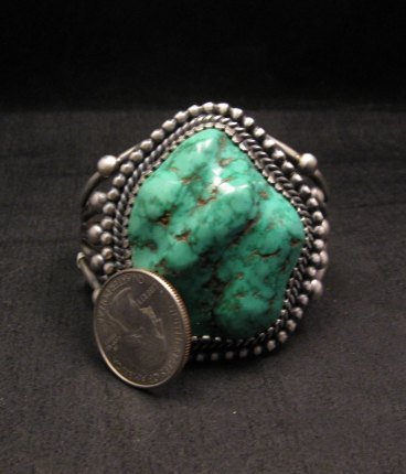 Image 5 of Chunky Native American Navajo Lone Mountain Turquoise Bracelet, Verdy Jake
