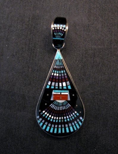 Image 0 of Dead Pawn Ervin Tsosie Navajo Micro Inlaid Silver Pendant