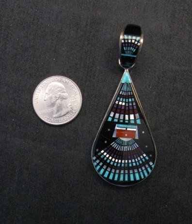 Image 2 of Dead Pawn Ervin Tsosie Navajo Micro Inlaid Silver Pendant