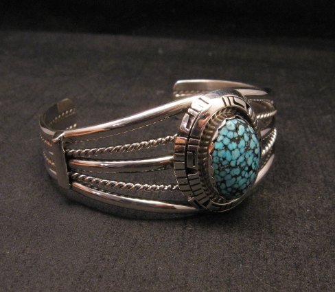 Image 1 of Navajo Native American Kingman Web Turquoise Silver Bracelet, Robert Shakey