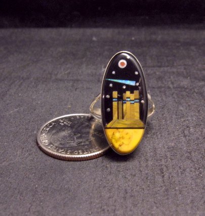 Image 0 of Native American Navajo Inlaid Monument Valley Ring, Matthew Jack, sz7