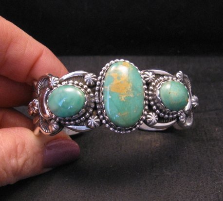 Image 0 of Gilbert Tom Navajo Native American Royston Turquoise Silver Bracelet