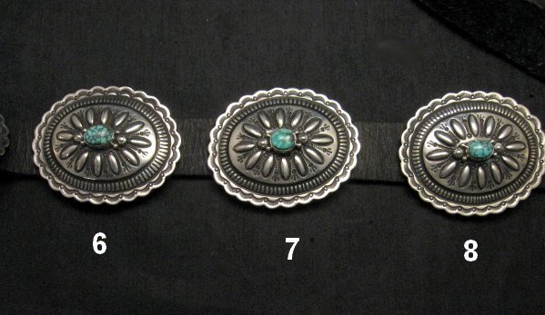 Image 5 of Navajo Darryl Becenti Kingman Turquoise Sterling Silver Concho Belt