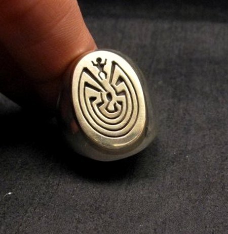 Image 0 of Navajo 14K Gold/Sterling Silver Man in the Maze Ring sz11-1/2, Calvin Peterson