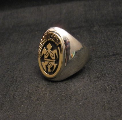 Image 1 of Navajo 14K Gold/Sterling Silver Turtle Ring sz10, Calvin Peterson