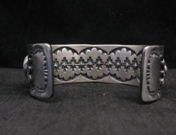 Image 2 of Large Navajo Anderson Parkett Turquoise Silver Cuff Bracelet Native American
