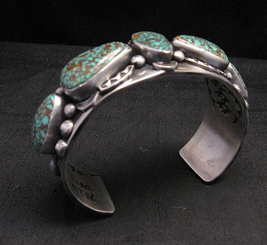 Image 6 of Large Navajo Anderson Parkett Turquoise Silver Cuff Bracelet Native American