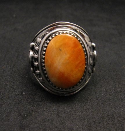 Image 0 of Derrick Gordon Navajo Spiny Oyster Sterling Silver Ring sz12-3/4