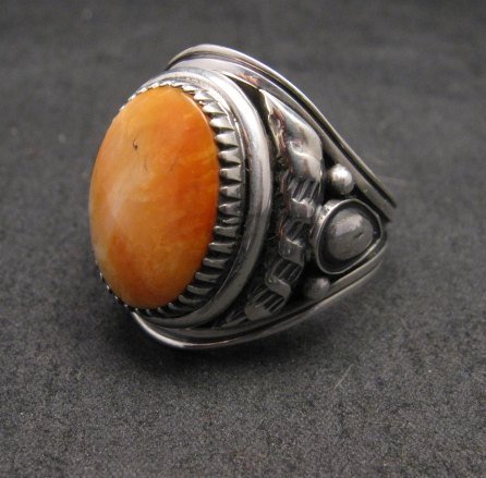 Image 1 of Derrick Gordon Navajo Spiny Oyster Sterling Silver Ring sz12-3/4