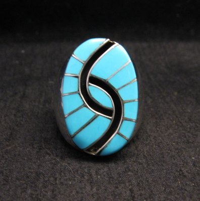 Image 0 of Large Amy Wesley Zuni Turquoise Hummingbird Sterling Silver Ring sz10