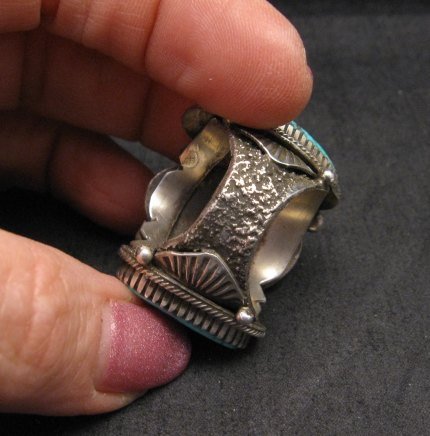 Image 5 of Heavy Navajo Native American Turquoise Silver Ring sz10-1/2 Richard Jim