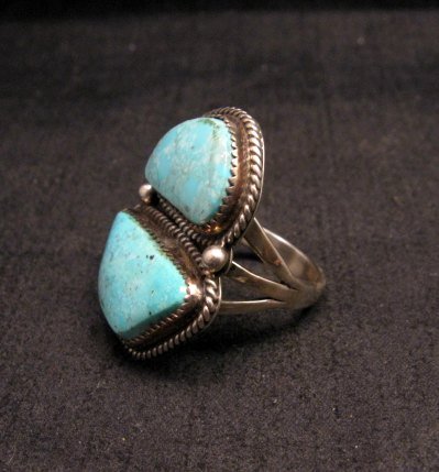 Image 2 of Native American Navajo Candelaria Turquoise Ring sz7-1/2 La Rose Ganadonegro
