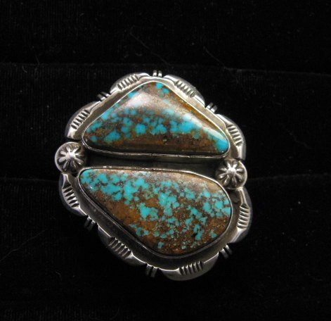 Image 8 of Persian Turquoise Navajo Native American Silver Ring Jewelry Dean Sandoval sz7