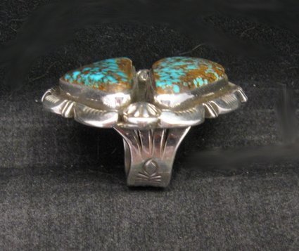 Image 3 of Persian Turquoise Navajo Native American Silver Ring Jewelry Dean Sandoval sz7
