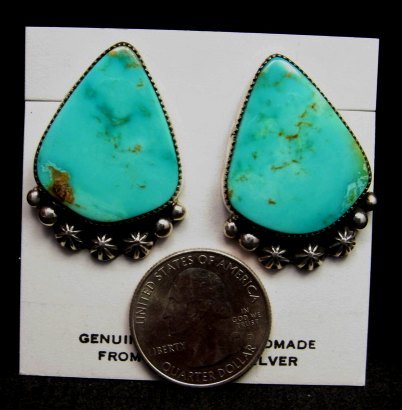 Image 1 of Native American Rosella Sandoval Navajo Turquoise Silver Earrings