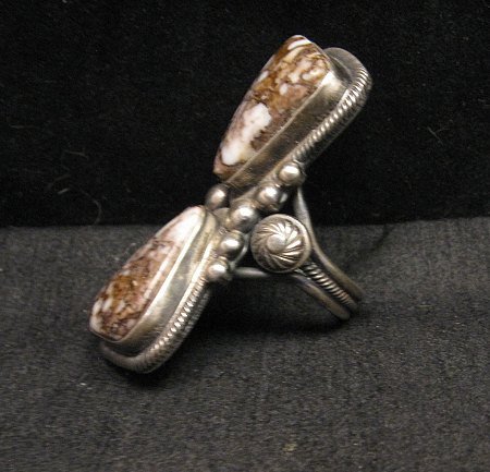 Image 3 of Gloria Begay Navajo 2-stone Wild Horse Sterling Silver Ring sz9