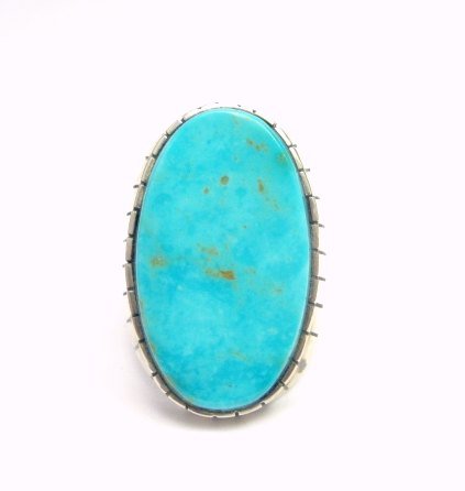 Image 0 of Big Ray Jack, Navajo, Turquoise Sterling Silver Ring Sz12-3/4