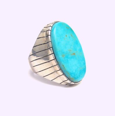 Image 2 of Big Ray Jack, Navajo, Turquoise Sterling Silver Ring Sz12-3/4