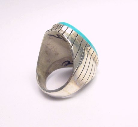 Image 3 of Big Ray Jack, Navajo, Turquoise Sterling Silver Ring Sz12-3/4