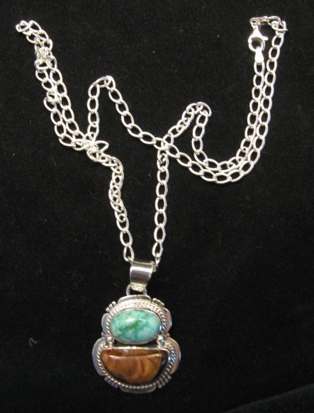 Image 2 of Navajo Mammoth Tooth & Turquoise Pendant Jewelry by Sampson Jake