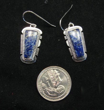 Image 1 of Native American Lapis Sterling Silver Earrings - Navajo, Larson Lee