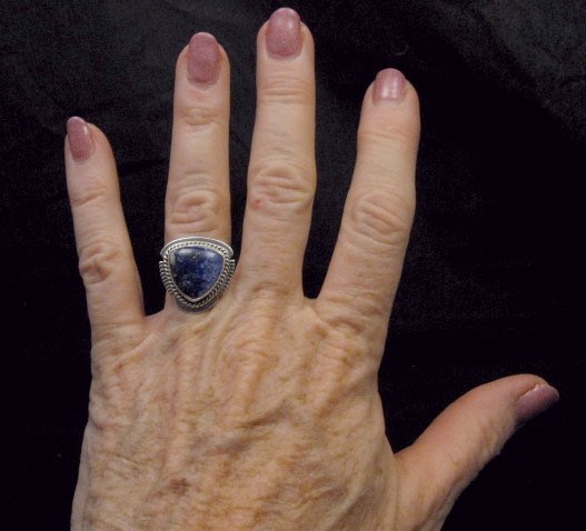 Image 1 of Navajo Native American Lapis Lazuli Ring sz6, Larson Lee