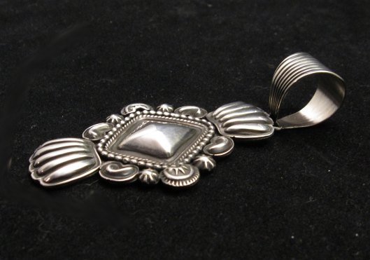 Image 2 of Navajo Native American Orville White Repousse Sterling Silver Pendant