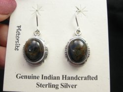 Native American Navajo Pietersite Silver Dangle Earrings, Thomas Valencia