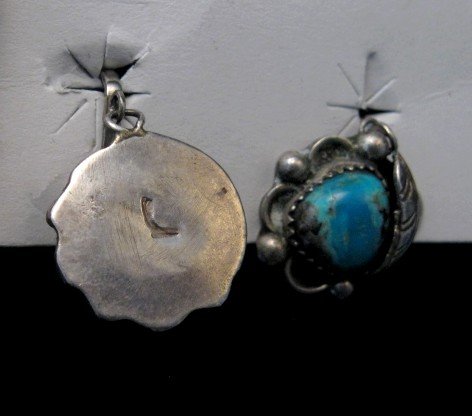 Image 2 of Vintage Navajo Indian Turquoise Silver Earrings Screw-backs