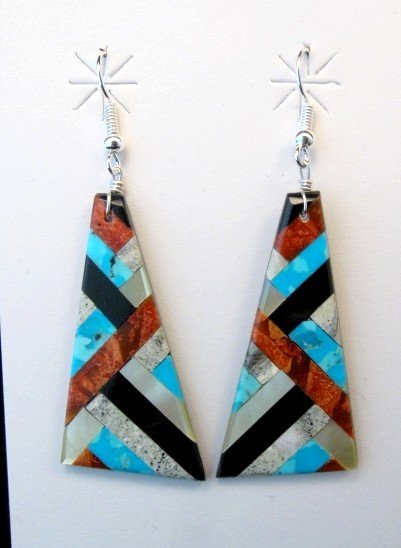 Image 0 of Santo Domingo Mosaic Inlaid Earrings, Chaslyn Crespin