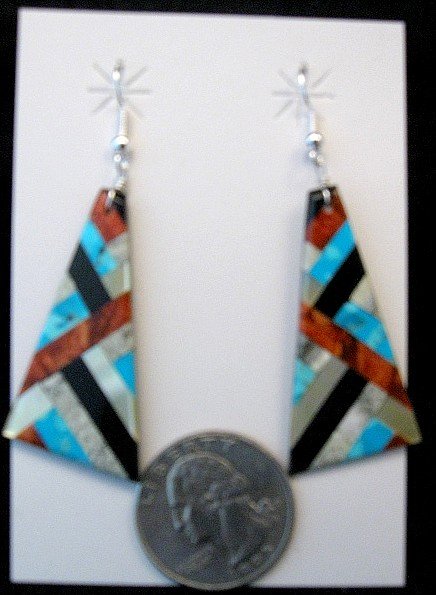 Image 1 of Santo Domingo Mosaic Inlaid Earrings, Chaslyn Crespin