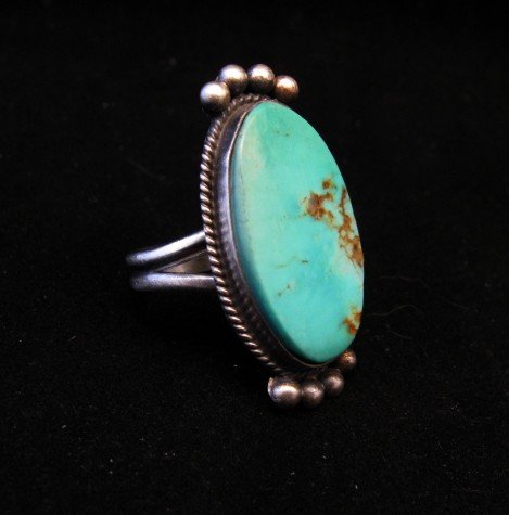 Image 1 of Navajo Native American Turquoise Silver Ring, Selena Warner, sz 6-1/2