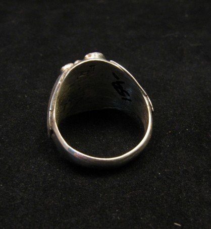 Image 3 of Navajo Indian Coral Sterling Silver Ring sz13-1/2, Marlene Martinez