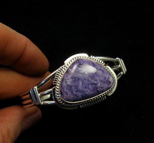 Image 0 of Navajo Native American Purple Charoite Silver Bracelet, Larson L Lee