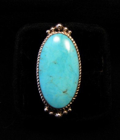 Image 0 of Greg Yazzie Native American Indian Kingman Turquoise Silver Ring sz6-1/2
