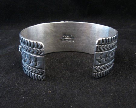 Image 4 of Navajo Native American Coral Sterling Silver Bracelet, Darryl Becenti