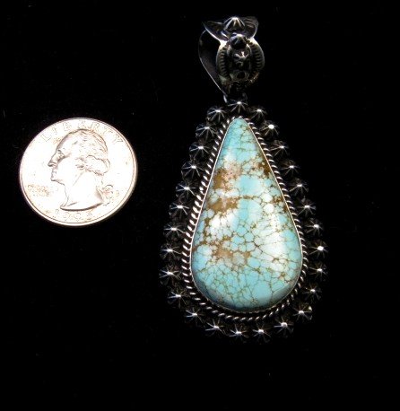 Image 3 of Native American Navajo No.8 Turquoise Silver Pendant, Happy Piasso